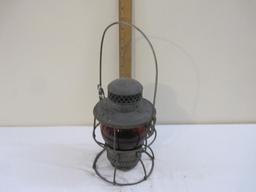 Vintage Adlake Kerosene Railroad Lantern with Red Globe, EL (Erie Lackawanna RR), 2 lbs 2 oz