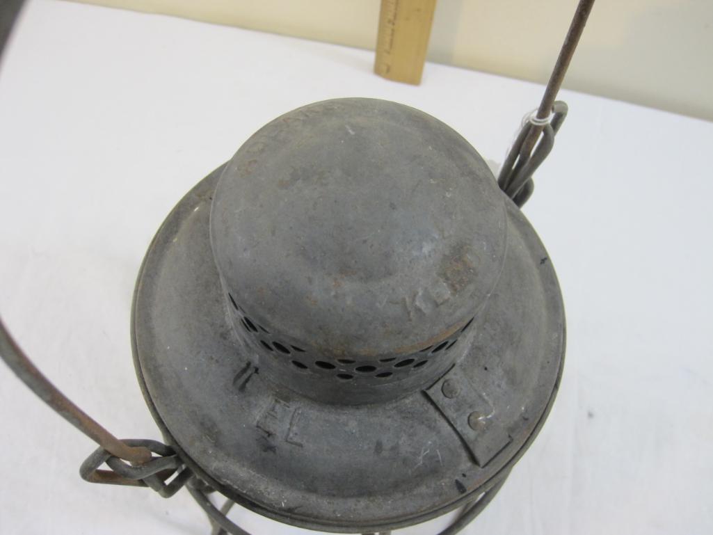 Vintage Adlake Kerosene Railroad Lantern with Red Globe, EL (Erie Lackawanna RR), 2 lbs 2 oz
