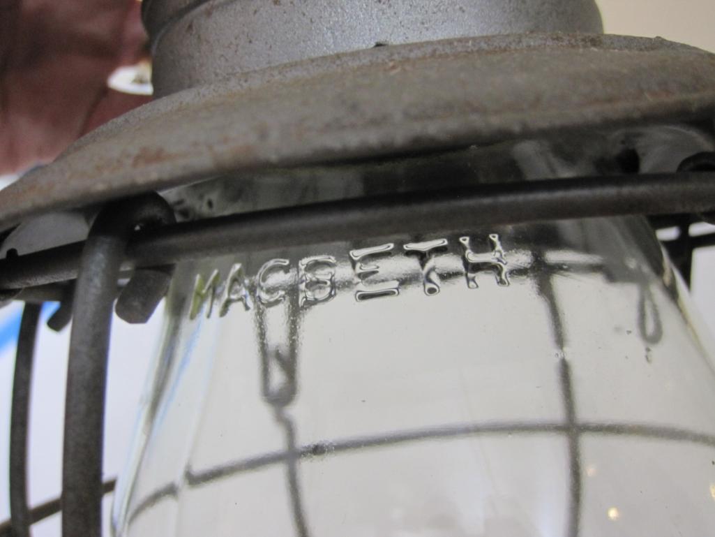Vintage Handlan W&LE Wheeling & Lake Erie Railroad Lantern with clear glass Macbeth globe, 2 lbs 5