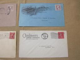 Vintage stamp, addressed envelope lot featuring George Washington 3 cent stamps (#501) and four 1903
