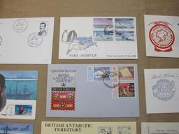 Batch of correspondence, including 2 First Day of Issue North Pole exploration postcards, two