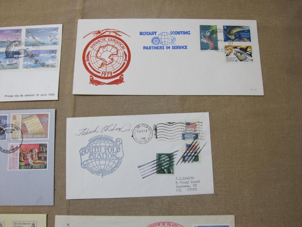Batch of correspondence, including 2 First Day of Issue North Pole exploration postcards, two