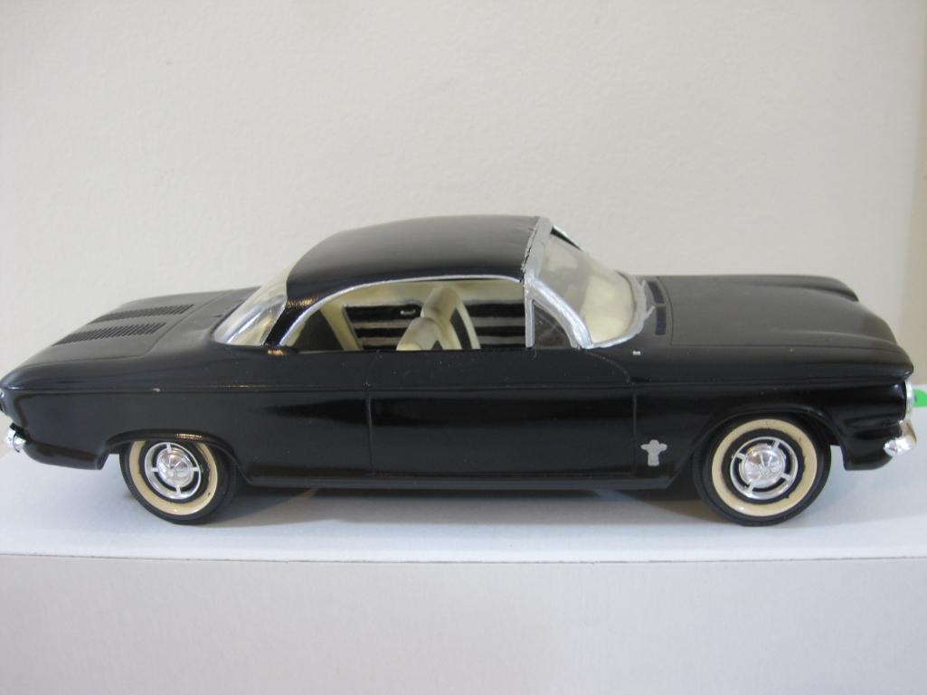 1961 Black Chevrolet Corvair 2-Door Coupe Promo Model Car with cream and black interior, 6 oz