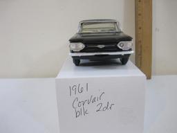 1961 Black Chevrolet Corvair 2-Door Coupe Promo Model Car with cream and black interior, 6 oz