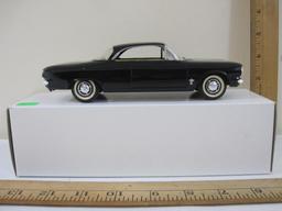 1961 Black Chevrolet Corvair 2-Door Coupe Promo Model Car with cream and black interior, 6 oz