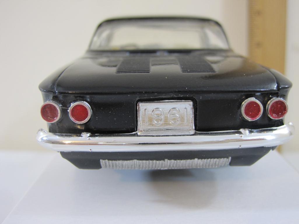 1961 Black Chevrolet Corvair 2-Door Coupe Promo Model Car with cream and black interior, 6 oz