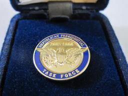 Republican Presidential Task Force 1981-1986 Gold Tone Pin and Gold Tone Angel Token, 1 oz