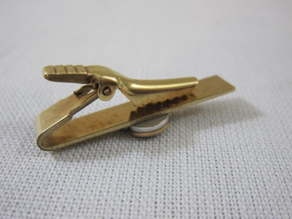 OC Tanner 1/20 12 KT GF Deluxe Tie Clip, likely emerald accents, 5.8 g