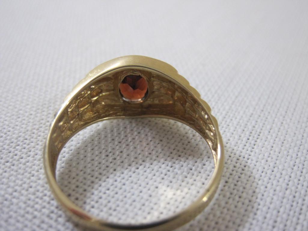 10K Gold Ring with Garnet Stone, Size 10, 3.1 g total weight