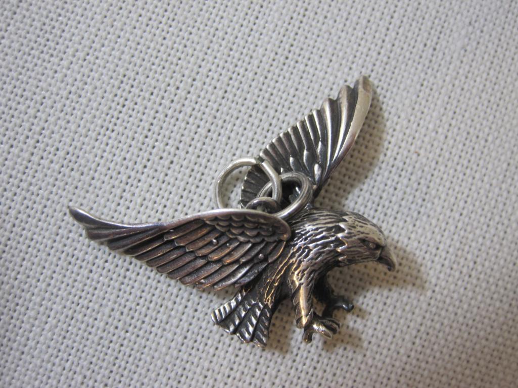 Two Sterling Silver Eagle Pendants, 8.0 g total weight