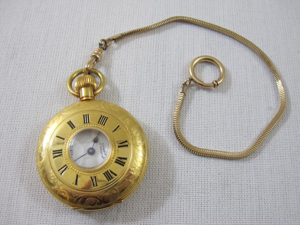 Vintage Arnex 17 Jewels in Cabloc Pocket Watch with Fob, 4 oz