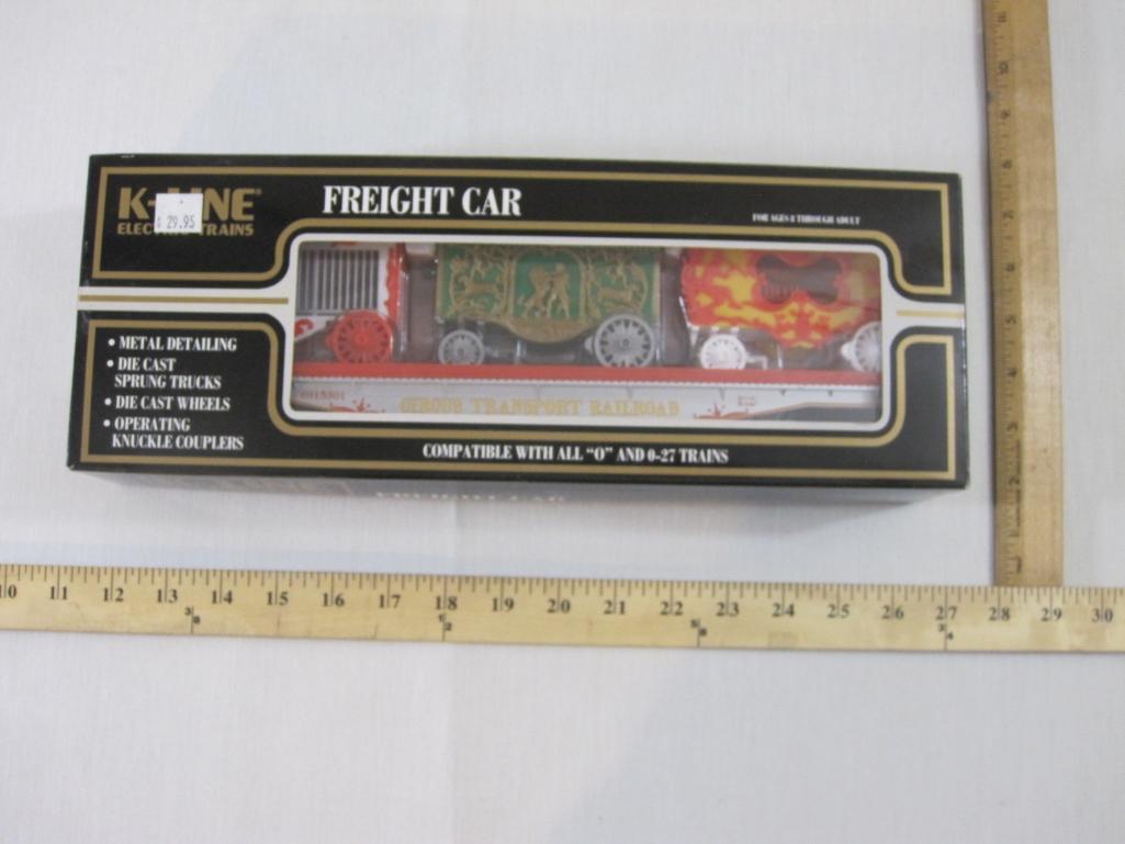 Circus Transport Railroad Classic Flat Car w/ Wagons, O Scale, K691-5301, K-Line Electric Trains,