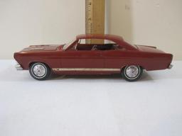 1966 Red Ford Fairlane 1:25 Scale Plastic Promo Model Car with red interior, vehicle specs on