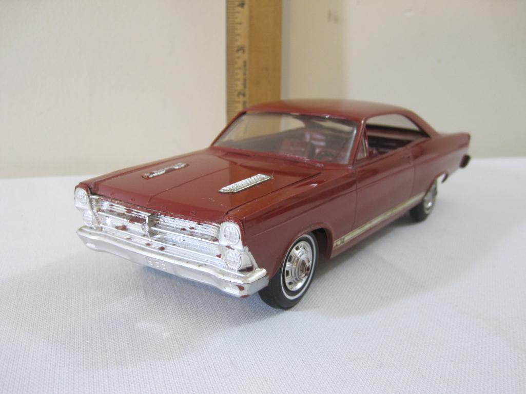 1966 Red Ford Fairlane 1:25 Scale Plastic Promo Model Car with red interior, vehicle specs on