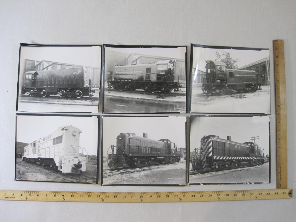 Six Vintage Black and White Train Photos including ALCo (American Locomotive Company) and more, 3 oz