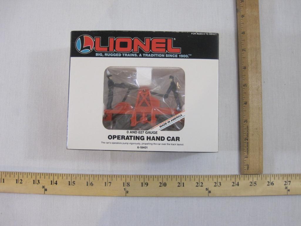 Lionel Operating Hand Car 6-18401, O/O-27 Gauge, new in box, 1987 Lionel Trains, 8 oz