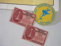 Two World's Fair Items including Monorail Pioneer Sticker from 1964-65 New York World's Fair and