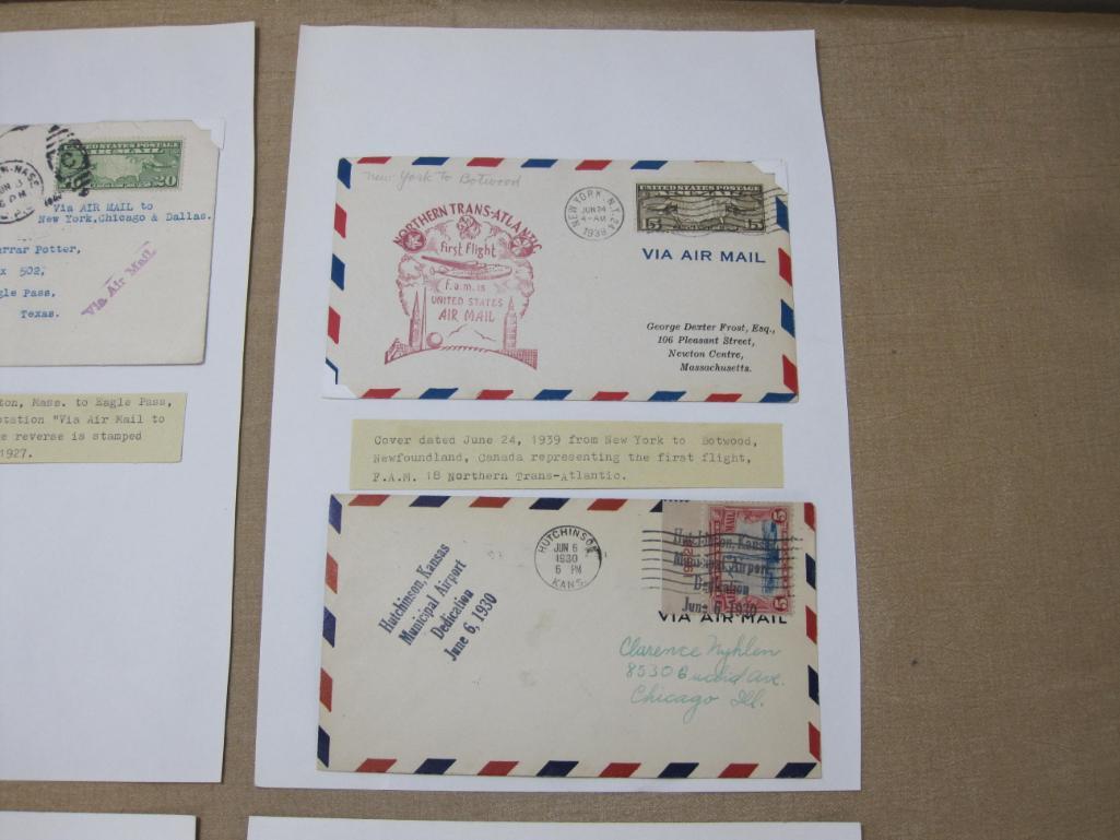 1920s and 1930s correspondence includes a Feb. 17, 1929 cover marking the opening of Newark Airport