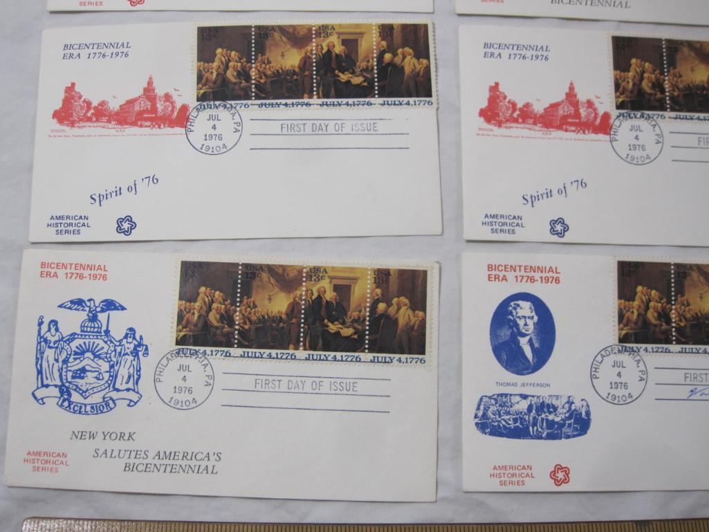 Nine Bicentennial First Day Covers, including NJ Salutes the Bicentennial, NY Salutes the