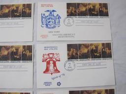 Nine Bicentennial First Day Covers, including NJ Salutes the Bicentennial, NY Salutes the