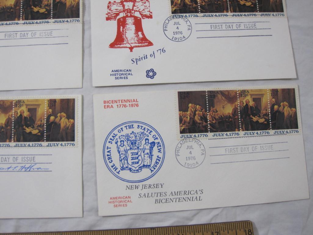 Nine Bicentennial First Day Covers, including NJ Salutes the Bicentennial, NY Salutes the