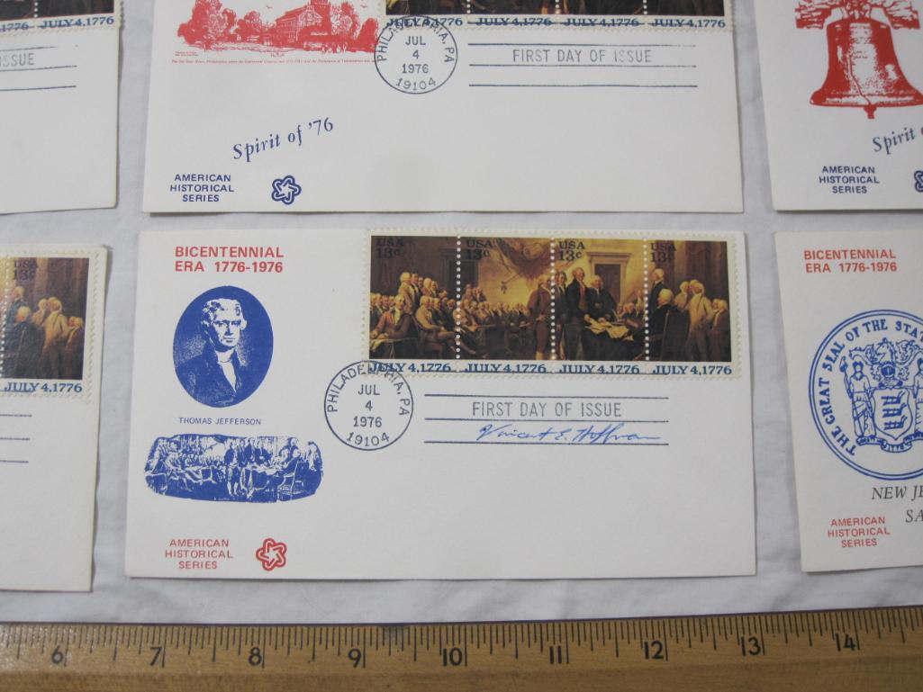 Nine Bicentennial First Day Covers, including NJ Salutes the Bicentennial, NY Salutes the