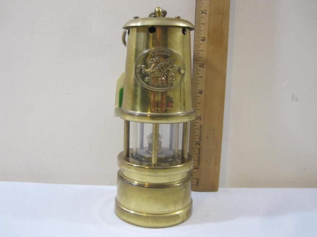 Reuge Vintage Miner's Lantern Music Box, Cymbu Wales Miner's Lamp/Lantern with Swiss Musical