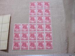 Lot of US Postage Stamps in Two blocks includes 2 Cent Valley Forge, 5 Cent US Air Mail The City of