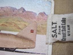 Bonneville Salt Flats Postcard with bag of Salt Flat Sand, see pictures for condition