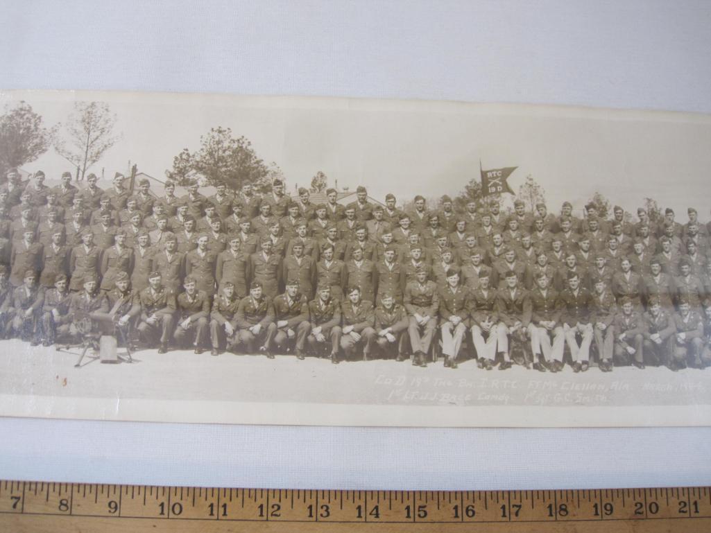 Vintage WWII Military Panoramic Photograph COD 19th Tng Bn IRTC Ft. McClellan Alabama March 1944