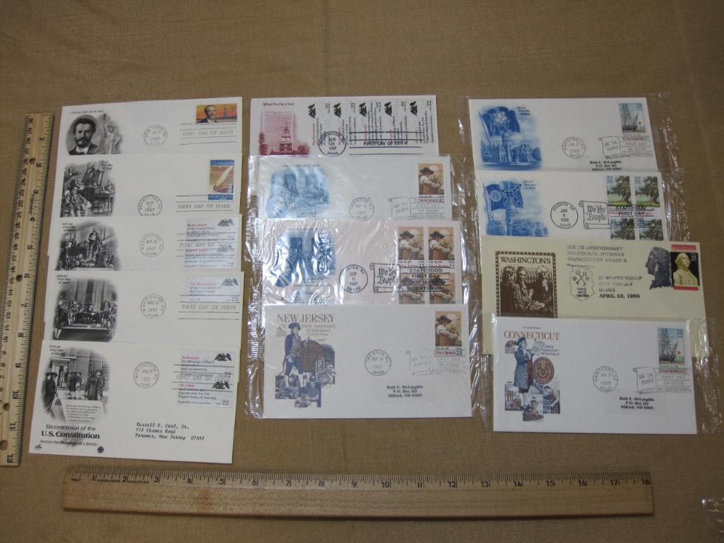 First Day of Issue covers lot (1985 to 1989), including: 1985 Sculptor Frederick Auguste Bartholdi;