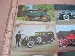 Vintage Automobile Postcards, 1909 Middleby, 1910 Yelie, 1928 Rolls Royce, 1930 Cadillac V-16 and