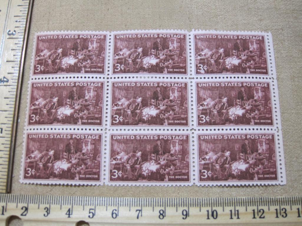 Block of Nine 3 Cent The Doctor Postage Stamps Scott # 949