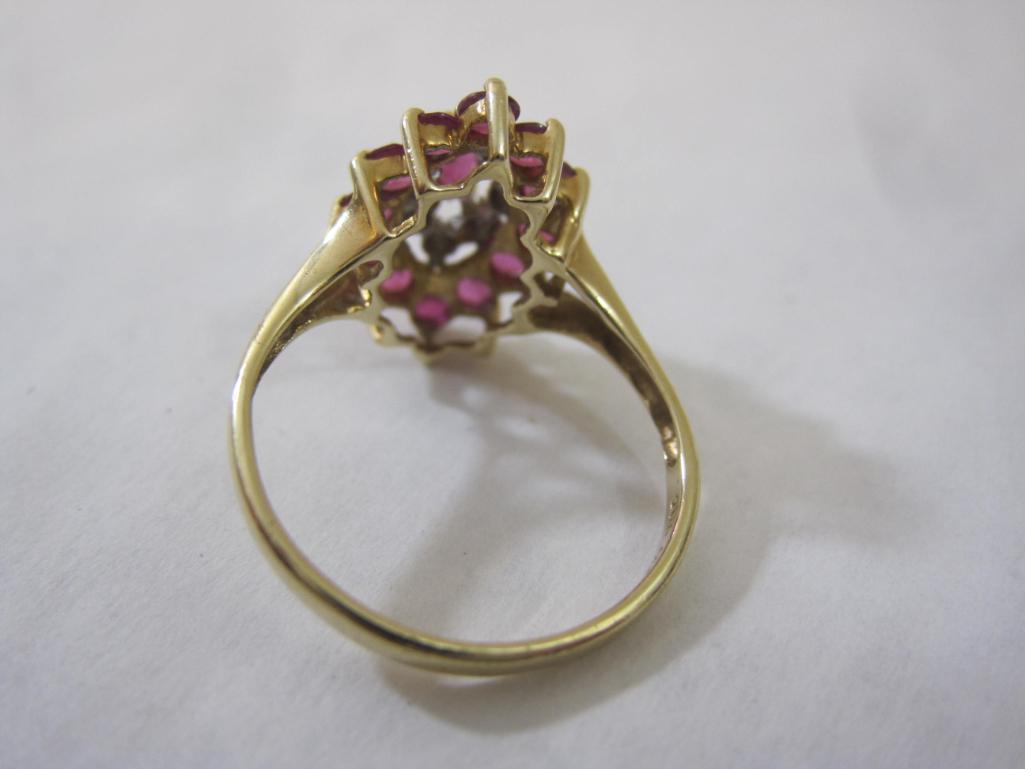 10K Gold Ring with Dusty Rose Gemstones, size 6, 2.1 g total weight