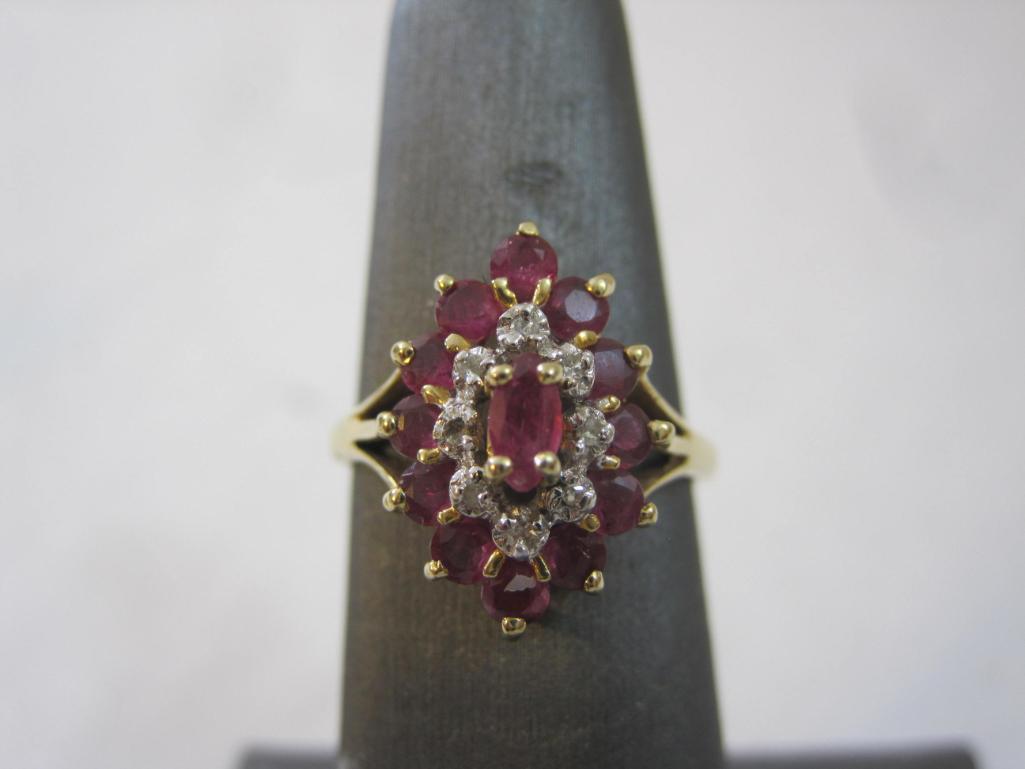 10K Gold Ring with Dusty Rose Gemstones, size 6, 2.1 g total weight