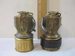 Two Vintage Miner's Carbide Hat Lanterns, marked United States of America, 15 oz