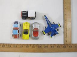 Five Miniature Vehicles including Matchbox Porsche, Hot Wheels Ferrari 7, and more, 7 oz