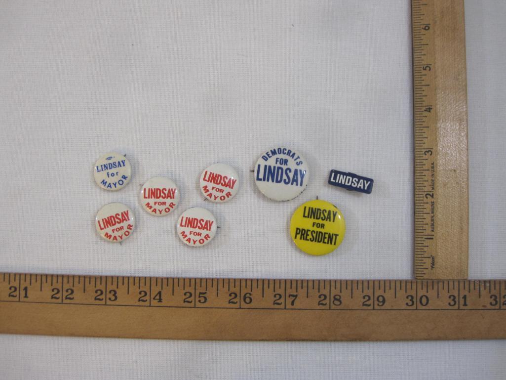 Lot of John Lindsay Pin Back Political Campaign Buttons for Mayor (NYC) and President, 1 oz