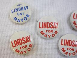 Lot of John Lindsay Pin Back Political Campaign Buttons for Mayor (NYC) and President, 1 oz