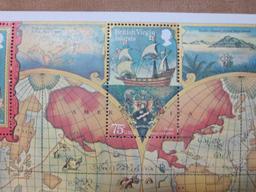Pane of British Virgin Islands stamps Official Anniversary Tribute Honoring Sir Frances Drake, 400th