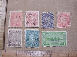 8 Foreign Indian Postage Stamps including Travancore Anchel, One Chuckram, Three Quarter Chuckram,