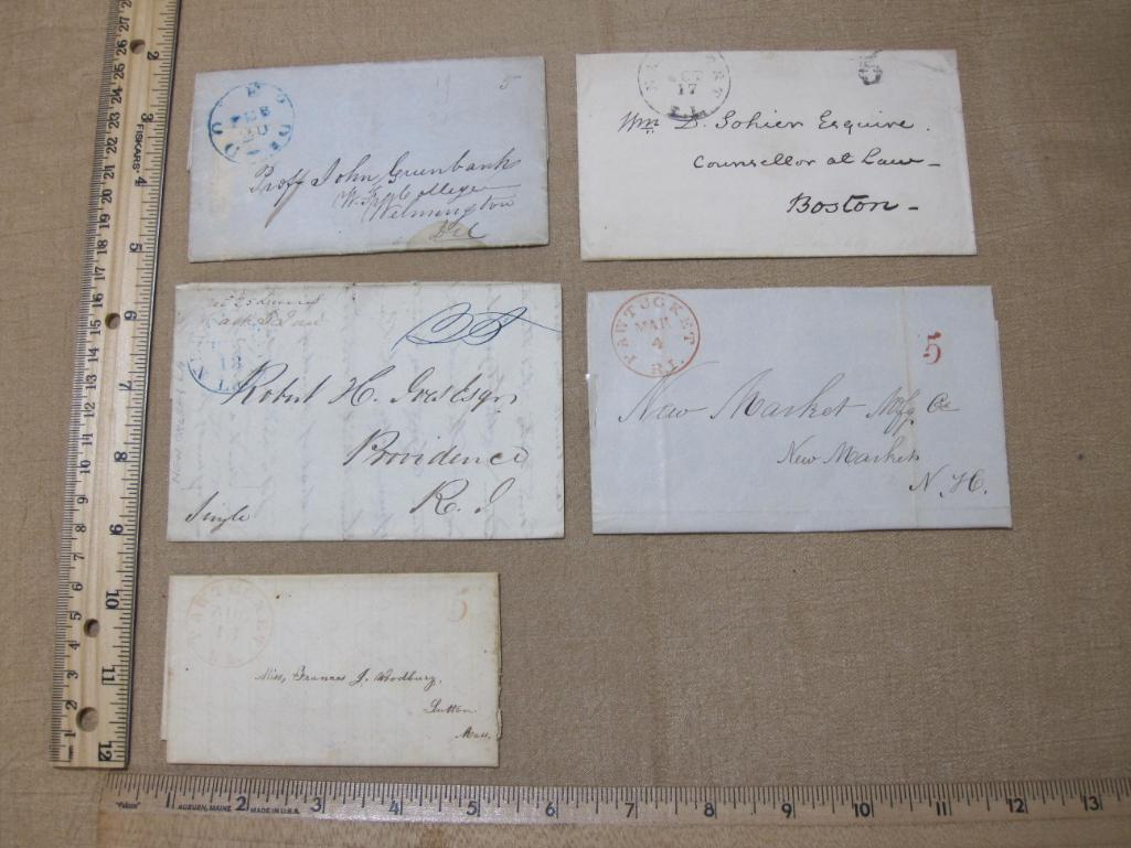 Lot of 19th Century correspondence from Dover, DE, Newport and Pawtucket, RI, including an 1849
