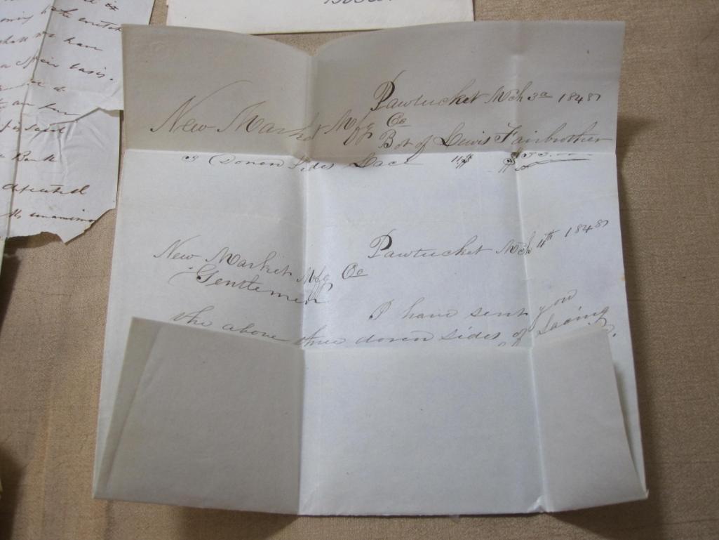 Lot of 19th Century correspondence from Dover, DE, Newport and Pawtucket, RI, including an 1849