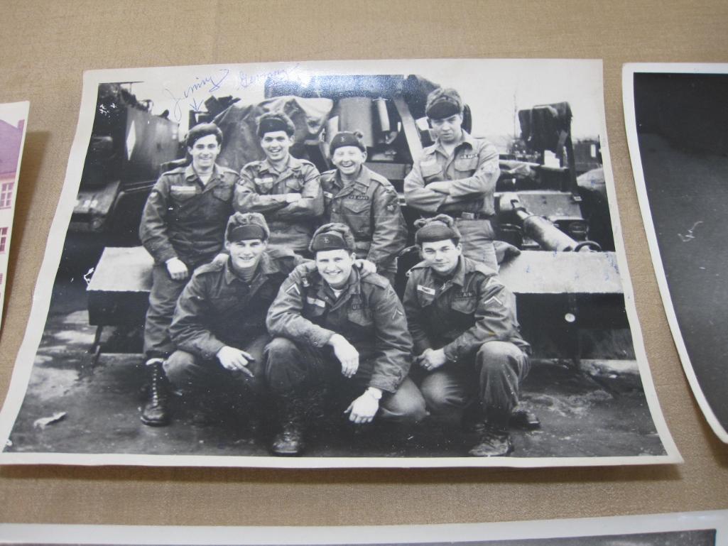 Five Vintage Military Photos including 1965 92nd Artillery Unit Photograph and soldiers in Germany