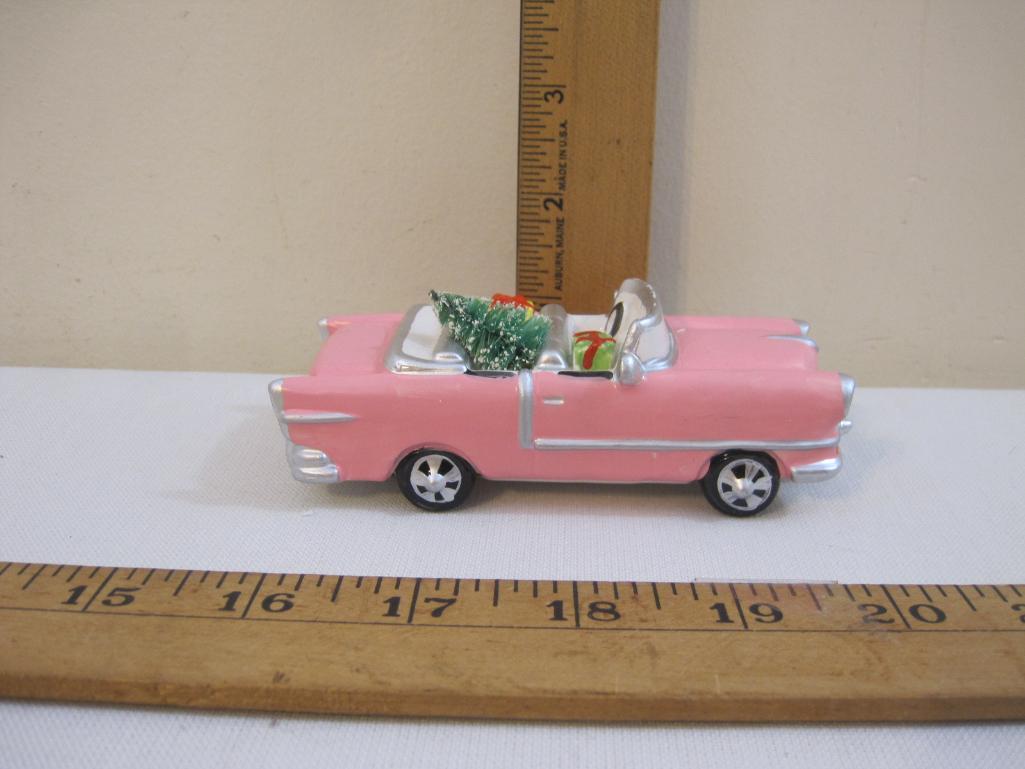 Pink Christmas Cadillac Handpainted Ceramic Accessory The Original Snow Village, Department 56, 4 oz