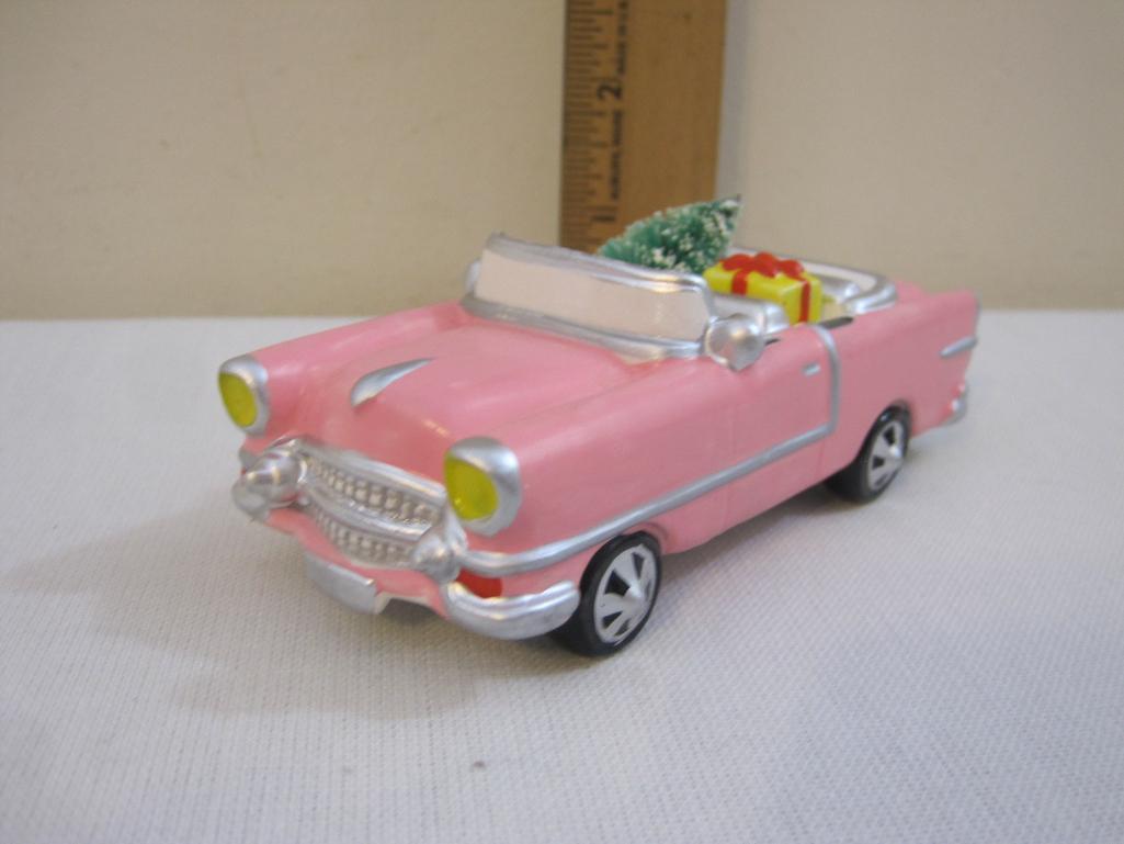 Pink Christmas Cadillac Handpainted Ceramic Accessory The Original Snow Village, Department 56, 4 oz