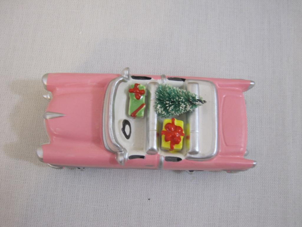 Pink Christmas Cadillac Handpainted Ceramic Accessory The Original Snow Village, Department 56, 4 oz