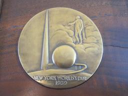 Two Bronze New York World's Fair Coins/Medallions including 1939 and 1964-65 with Wooden Wall