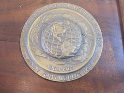 Two Bronze New York World's Fair Coins/Medallions including 1939 and 1964-65 with Wooden Wall