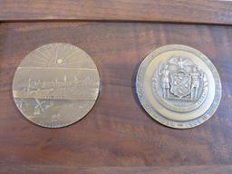 Two Bronze New York World's Fair Coins/Medallions including 1939 and 1964-65 with Wooden Wall